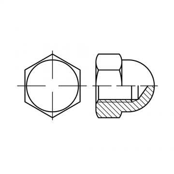 Гайка 10 колпачковая, высокая, шестигранная, латунь DIN 1587