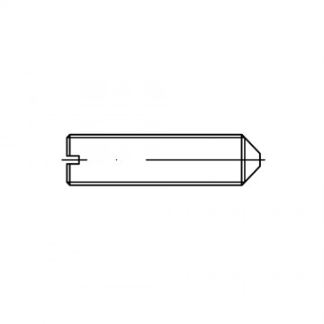 Винт М4х6 установочный стопорный, прямой шлиц, острый конец, сталь DIN 553