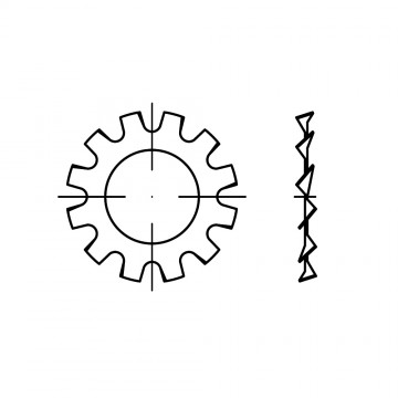 Шайба 17 стопорная, с внешними зубцами, сталь, цинк DIN 6797