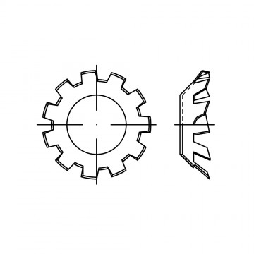 Шайба 17 стопорная, с внутренними зубцами, сталь DIN 6797
