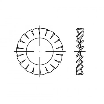 Шайба 6,4 стопорная, с внешними зубцами, сталь, цинк DIN 6798