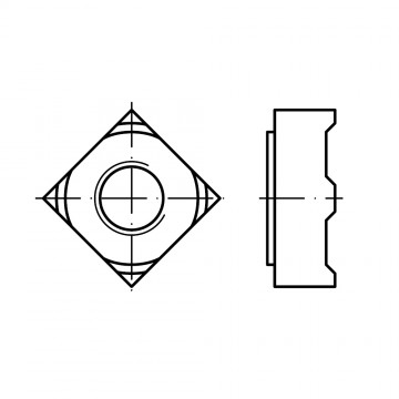 Гайка 6 квадратная, приварная, сталь DIN 928