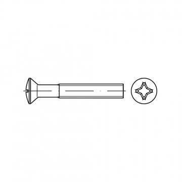 Винт 2,5х8 с полупотайной головкой крестообразный шлиц PH, сталь нержавеющая А4 ISO 7047