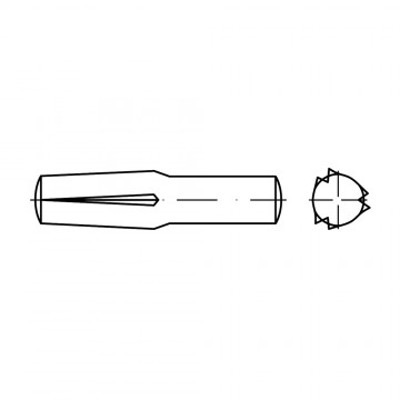 Штифт 5х36 забивной, цилиндрический с насечкой, сталь ISO 8741